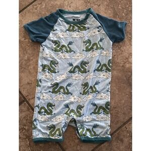Kickee Pants Baby Boys 6-12 Months Dragon Clouds Shortall Outfit